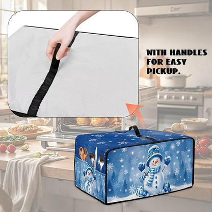Christmas Toaster Oven Dust Cover Small Kitchen Appliance Cover for Countertop Convection Ovens,Small Appliances, L, 18.5 x 22.5 x 13 Inches, Blue Snowman Snowflake