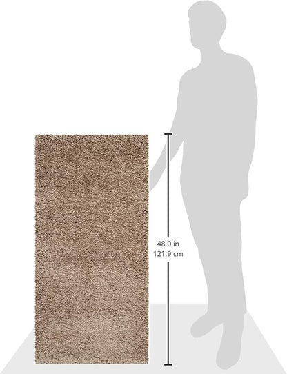 SAFAVIEH Milan Shag Collection Accent Rug - 2' x 4', Dark Beige, Solid Design, Non-Shedding & Easy Care, 2-inch Thick Ideal for High Traffic Areas in Entryway, Living Room, Bedroom (SG180-1414)