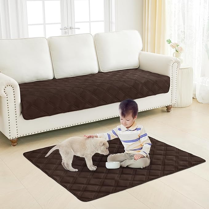 Smiry Waterproof Dog Bed Cover Blanket 40x70, Soft Reversible Pet Blanket, Washable Leakproof Cats Dogs Couch Cover for Sofa, Couch, Furniture, Lattice, Chocolate/Chocolate