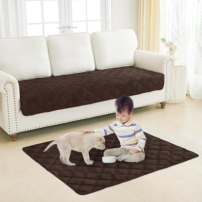 Smiry Waterproof Dog Bed Cover Blanket 40x50, Soft Reversible Pet Blanket, Washable Leakproof Cats Dogs Couch Cover for Sofa, Couch, Furniture, Lattice, Chocolate/Dark Grey