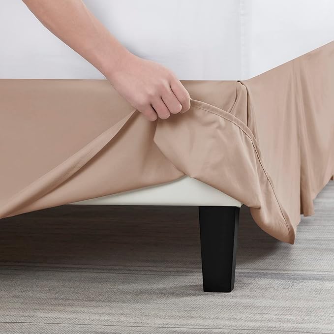 Nestl Taupe Full XL Bed Skirt - Full XL Size Bed Skirt 14 Inch Drop - Brushed Microfiber Bed Skirts - Hotel Quality Pleated Bed Skirt - Shrinkage & Fade Resistant