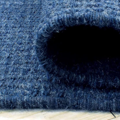 Rugsotic Carpets Hand Woven Flat Weave Kilim Wool ECO-Friendly Area Rugs - 9'x12', Rectangle Shape, Blue Color, Solid Plain Design, Low Pile Handmade Area Rugs for Living Room, Bed Room (D00111)
