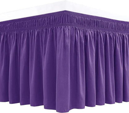 Biscaynebay Wrap Around Bed Skirts for Twin & Twin XL Beds 15" Drop, Purple Adjustable Elastic Dust Ruffles Easy Fit Wrinkle & Fade Resistant Silky Luxurious Fabric Machine Washable