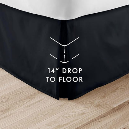 Linen Market Bed Skirt - Ultra Soft Microfiber - Easy Fit with 14 Inch Tailored Drop - Hotel Quality, Shrinkage & Fade Resistant - Bed Cover - Twin XL Bed Skirts - Bedroom Décor - (Twin XL, Black)