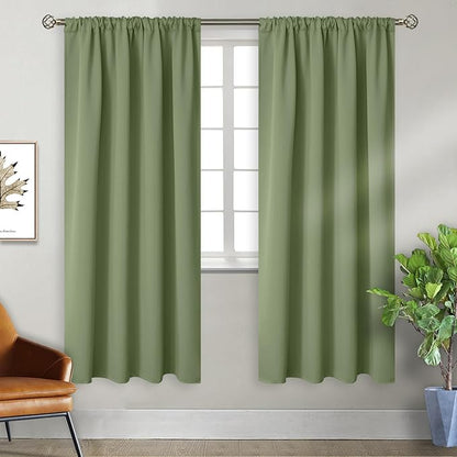 BGment Olive Green Blackout Curtains 72 Inches Length for Bedroom - Rod Pocket Thermal Insulated Room Darkening Drapes for Living Room Dining Privacy Spring Decor, 42 x 72 Inch, 2 Panels