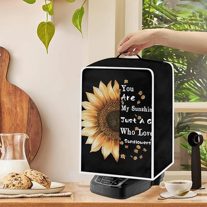 Mumeson Sunflower Black Coffee Maker Cover, Waterproof Dust Cover for Stand Mixer or Small Kitchen Machine, Fits Various Styles