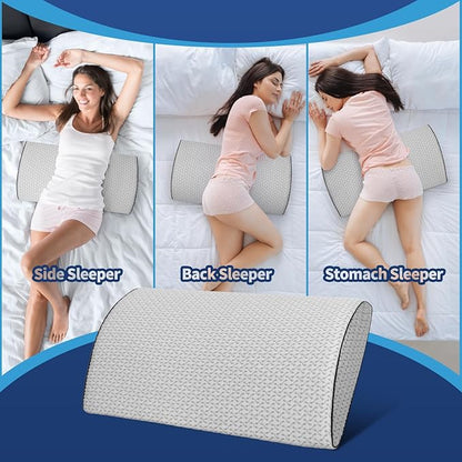 Lumbar Support Pillow for Back Pain Relief - 23.6"x11.8" Bed Rest Pillow for Side, Back & Stomach Sleepers(Grey)