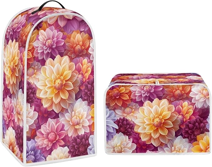 Bright Floral Blender Dust Cover Toaster Cover Boho Mandala Floral 2 Slice Washable Kitchen Small Appliance Cover