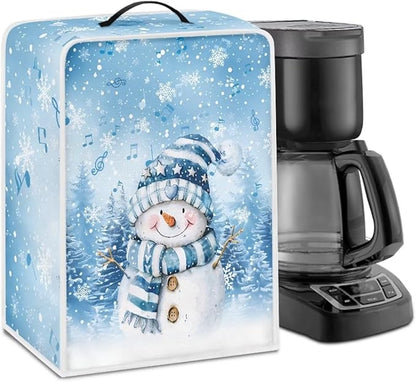 Cute Snowman Coffee Maker Cover Christmas Dustproof Coffee Machine Protection with Handles