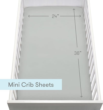 Newton Baby Fitted Mini Crib Sheets (2-Pack) | Organic Muslin Cotton, Breathable & Soft Baby Sheets, Washable Baby Mattress Sheets, Fits Mini Crib Mattresses 24" x 38", Sage