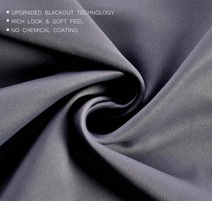 MIUCO 1 Pair Thermal Insulated Grommet 52-Inch-by-84-Inch Blackout Window Curtain Panels with 2 Tie Backs, Dark Grey