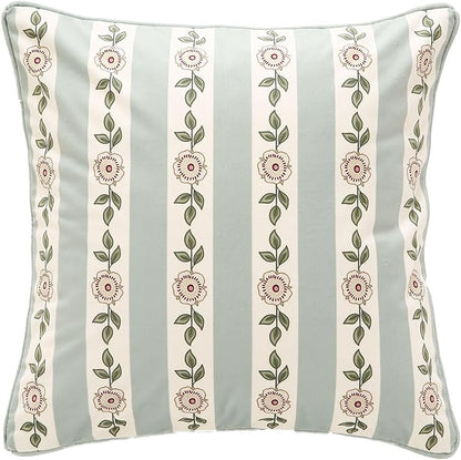 Throw Pillow Covers Pack of 1,Green Cozy Velvet Farmhouse with Flowers and Leaves Pattern Pillowcases,Decoration Square Pillows Cushion Covers for Couch Sofa Bed Car Chair,18"x18"…