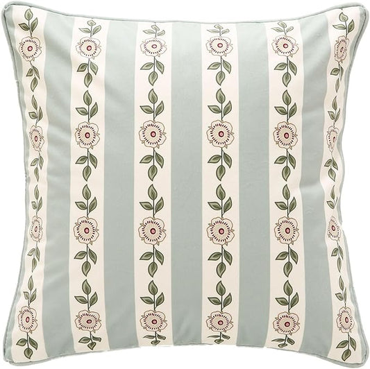 Throw Pillow Covers Pack of 1,Green Cozy Velvet Farmhouse with Flowers and Leaves Pattern Pillowcases,Decoration Square Pillows Cushion Covers for Couch Sofa Bed Car Chair,18"x18"…