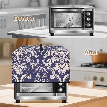 Microwave Oven Universal Dust Cover, Vintage Pattern Waterproof Polyester Fabric Dust Cover Heat-Resistant Air Fryer Dust Cover Appliance Airfryer Dust Jacket
