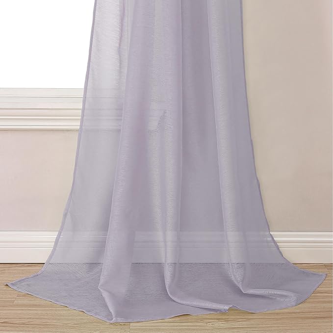 DONREN Lavender Purple Luxury Semi Sheer Window Scarf for Outdoor Decoration - Add Beautiful Elegant Effect to Curtain Drapes (1 Panel 52 by 216 Inch)