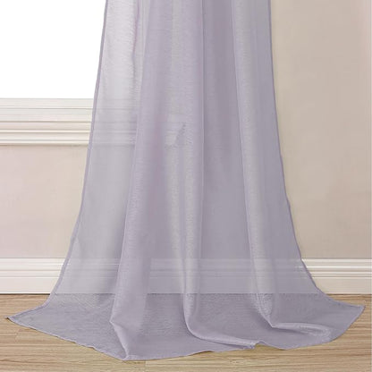 DONREN Lavender Purple Luxury Semi Sheer Window Scarf for Outdoor Decoration - Add Beautiful Elegant Effect to Curtain Drapes (1 Panel 34 by 216 Inch)