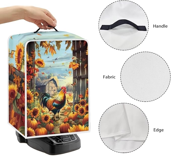Coffee Maker Cover - Rooster Sunflower Mixer Juice Machine Protector - Washable Waterproof Covers