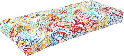 FUNHOME Outdoor Bench Cushion 42 x18 inch with Non-Slip Grips,Water Resistant Porch Swing Cushion,Bench Pillow Pads,Floral Tufted Cushions for Patio Garden Furniture,42" Seat Cushions(Phoenix)