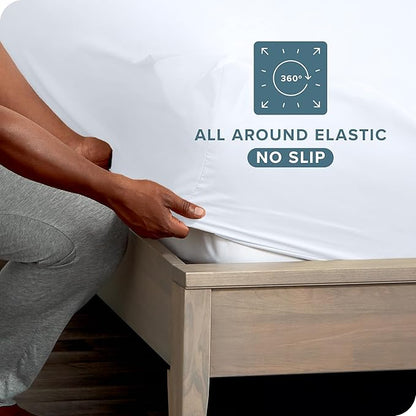 Bare Home 2-Pack Fitted Bottom Sheets Short Queen - Premium 1800 Ultra-Soft Wrinkle Resistant Microfiber - Deep Pocket (Short Queen, White)