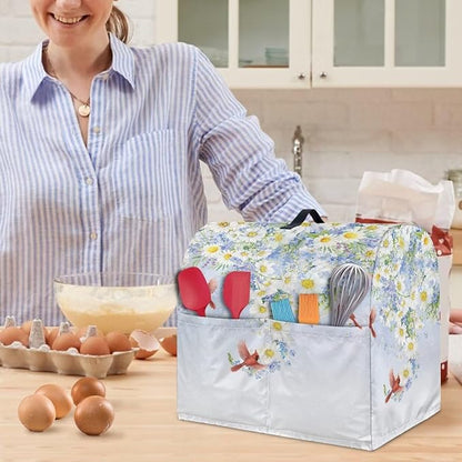 Cardinal Bird with Flower Mixer Dust Covers 4.5-5 Quart Stand Mixer Covers Protector Accessories Kitchen Decoration