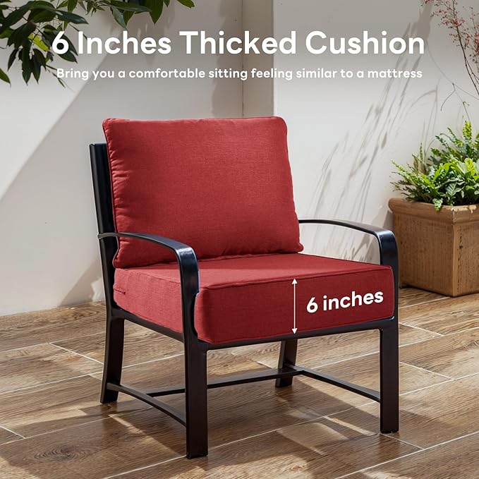 6" Thicker Outdoor Chair Cushion 8 Sets - 24" *24" *6" Waterproof Patio Furniture Cushions with Removable Cover, 28D High Density Sponge Filling Thicken Outdoor Patio Cushions - Red