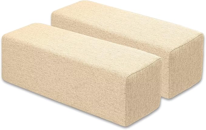 Couch Arm Rest Pillow, Linen Armrest Cushion, High Density Foam Armrest Cushion, Removable & Washable Rectangular Headboard Elbow Support for Armchair Sofa Bed,Beige-2pcs,7.9x7.9x19.7