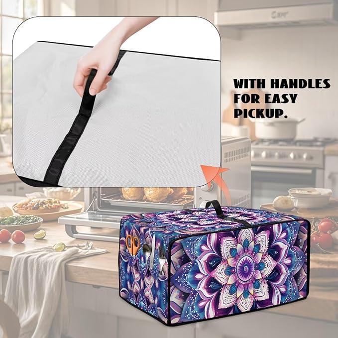 Countertop Convection Oven Cover Dust Protection Air Fryer Toaster Oven Covers with Side Pockets, for Home Kitchen Decor, L, 18.5 x 22.5 x 13 Inches, Violet Boho Floral