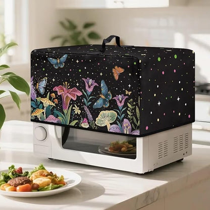 Microwave Oven Cover, Butterfly Heat-Resistant Polyester Machine Protector Decorative Kitchen Appliance Covers Waterproof Microwave Oven Cover for Most Countertop Microwaves