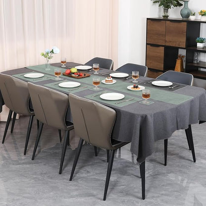 Table Runners 94 Inches Long, Dual-Sided Faux Leather Farmhouse Table Runner Waterproof Heatproof Non-Slip for Living Room Party Home Decor Holiday Decorations(Gray Sage Green, 15 x94 Inch)
