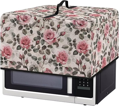 Microwave Dust Cover, Rose Heat-Resistant Waterproof Polyester Fabric Microwave Oven Dust Cover Case Dustproof Protections Protector for Microwaves Ovens