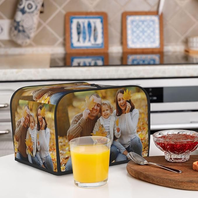 Custom Toaster Cover Personalized Waterproof Appliance Cover with Pocket Dustproof Oxford Fabric Machine Protector Fits Standard 4 Slice Toasters for Home Kitchen