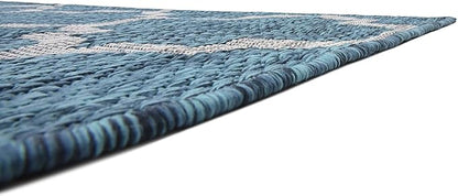 Unique Loom Outdoor Trellis Collection Area Rug (7' 1" x 10' Rectangle, Teal/ Gray)