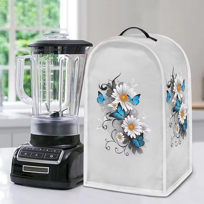 Talayituse Daisy Butterfly Print Blender Dust Cover, Fingerprint Protection Cover for Stand Mixer or Coffee Machine, Home Kitchen Appliance Covers for Stain Dust Resistant Supplies