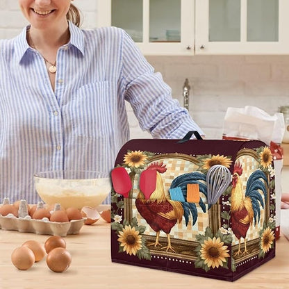 Rooster Sunflower Mixer Covers Washable Stand Mixer Dust Covers Fit Kitchen Aid Mixer 4.5-8 Quart Mixer Home Kitchen Decor Appliance Covers Red Yellow