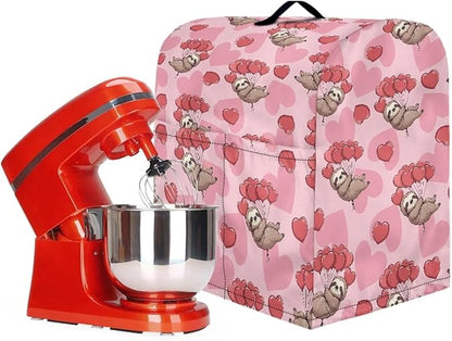 Funny Sloth with Hearts Mixer Cover Stand Mixer Dust Proof Covers with Handle and Front Pockets Kitchen Aid Mixer Cover for 4.5-5 Qt Mixer,Kitchen Coffee Maker Toaster Machine Dust Cover