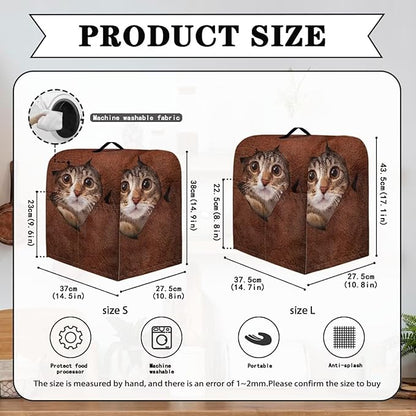 Cute 3D Cat Print Stand Mixer Covers Protector Kitchen Aid Mixer Cover Dust Covers with Top Handle Front Pocket Universal Fit Tilt Head and Bowl Lift Models
