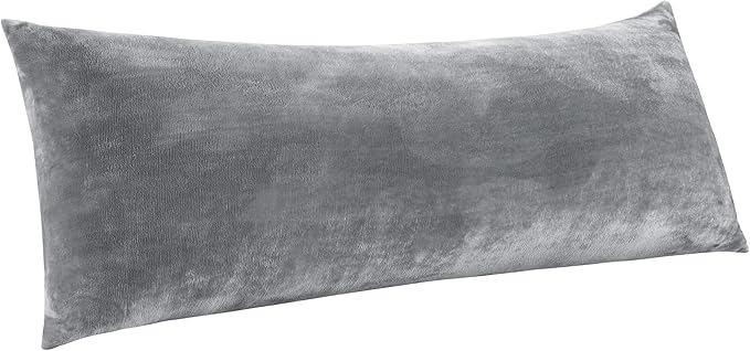 BEDELITE Body Pillow Cover with Zipper Closure, Super Soft and Cozy Fuzzy Fleece Body Pillowcase 20 x 54 Inches, Luxury Fluffy Plush Long Body Pillow Pillowcase for Fall and Winter(Gray)