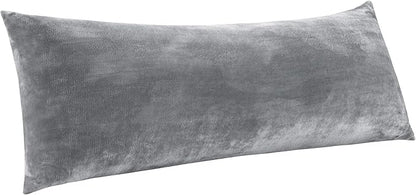 BEDELITE Body Pillow Cover with Zipper Closure, Super Soft and Cozy Fuzzy Fleece Body Pillowcase 20 x 54 Inches, Luxury Fluffy Plush Long Body Pillow Pillowcase for Fall and Winter(Gray)
