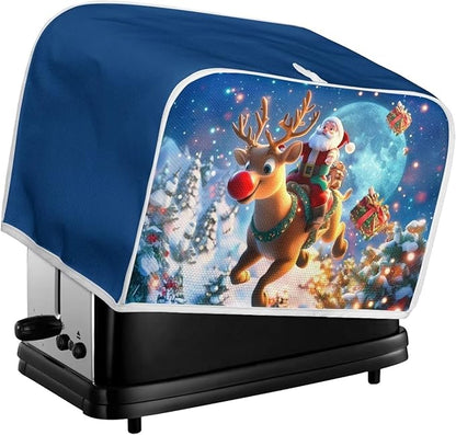 ZFRXIGN 4 Slice Toaster Cover Christmas Deer Santa Claus Dust Cover Small Appliance Covers Washable Toaster Bag with Top Handle Cute Baby Elephant Toaster Oven Cover Kitchen Decor Blue