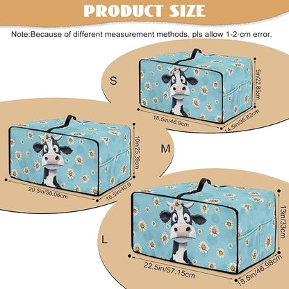 Air Fryer Toaster Oven Dust Cover with Side Pockets, Protective Smart Oven Cover for Kitchen Countertop Decorations, M, 16.5 x 20.5 x 10 Inches, Cow Daisy Light Blue
