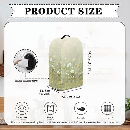 Daisy Floral Green Blender Cover with Drawstring Kitchen Appliance Cover Anti Fingerprint Dust Proof Stain Resistant Coffee Maker Food Processor Stand Mixer Cover for Home Decor