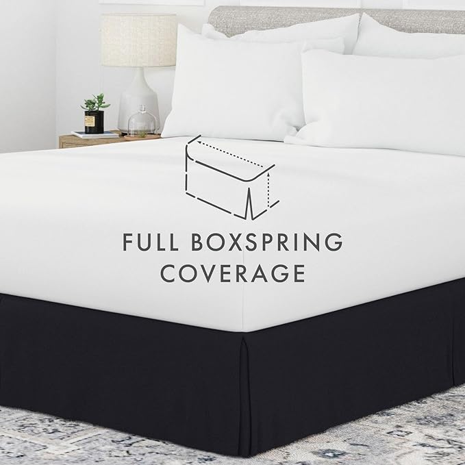 Linen Market Bed Skirt - Ultra Soft Microfiber - Easy Fit with 14 Inch Tailored Drop - Hotel Quality, Shrinkage & Fade Resistant - Bed Cover - Twin XL Bed Skirts - Bedroom Décor - (Twin XL, Black)