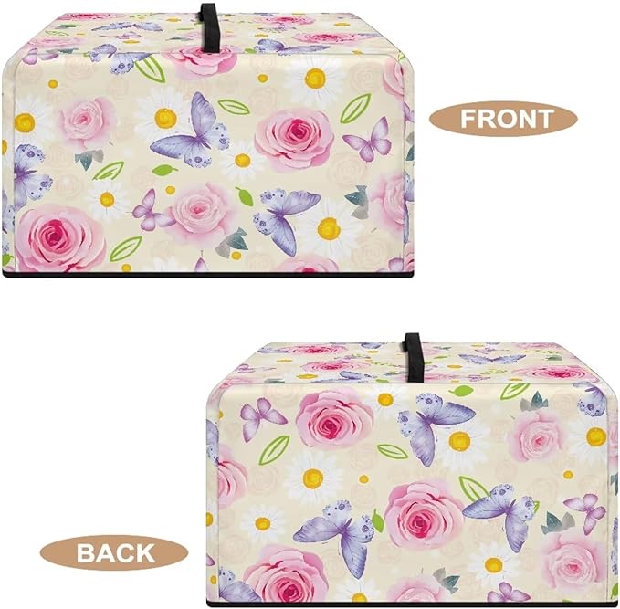 Microwave Universal Oven Dust Cover, Butterfly Rose Foldable Dust Cover for Microwave Oven 11"H x 14.5"W x 18.3"L Heat-Resistant Dusts Covers Fits for Most Microwaves Ovens