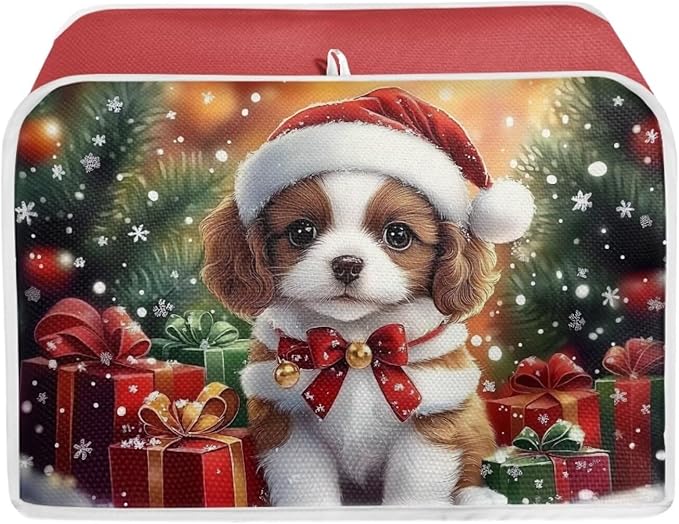 ZFRXIGN Christmas Puppy Dog Toaster Cover 4 Slice Toaster Dust Cover Small Appliance Covers Toaster Oven Cover Dust Cover Kitchen Decorative Protector Cavalier King Charles Spaniel Dog