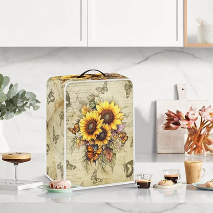 Mumeson Butterfly Sunflower Coffee Maker Cover, Universal Waterproof and Dustproof Cover for Home Garage Office Pouch with Duarble Handle Kitchen Appliance Covers