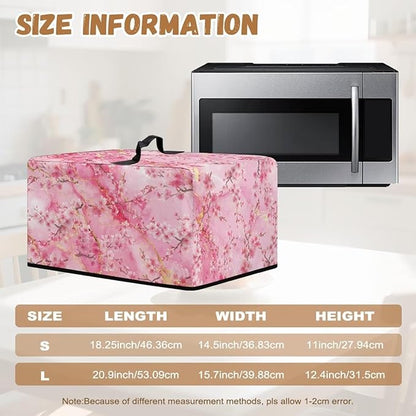 Microwave Oven Cover, Marble Flower Dustproof Machine Protector Decorative Kitchen Appliance Cover Waterproof Polyester Fabric for Most Countertop Microwaves Easy to Clean