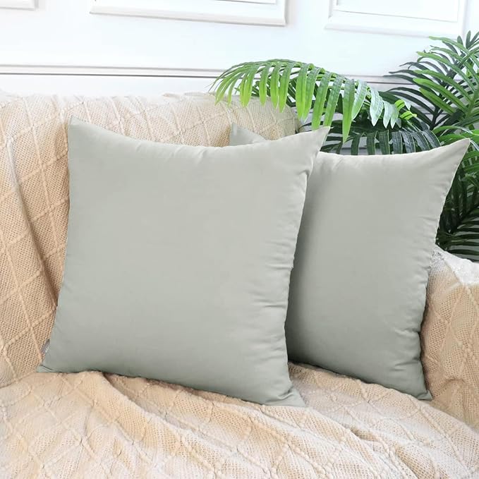 Thmyo 4-Pack 100% Cotton Comfortable Solid Decorative Throw Pillow Case Square Cushion Cover Pillowcases Sublimation Blank Pillow Covers DIY Throw Pillowcases for Sofa Bedroom(18x18inch/45x45cm,Grey)