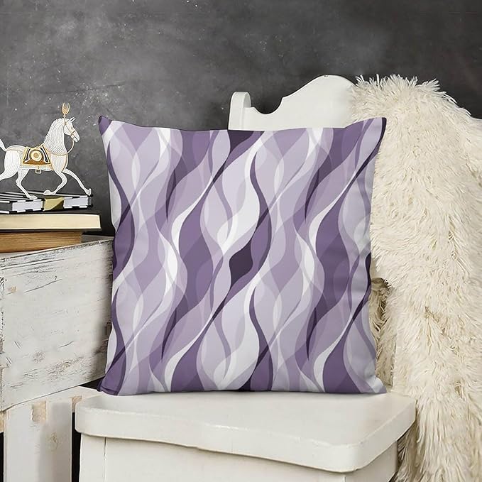 Lavender Throw Pillow Covers Modern Purple and Grey Striped Decorations for Bedroom Living Room Farmhouse Sofa Pillows Bed Couch 22x22 Inch