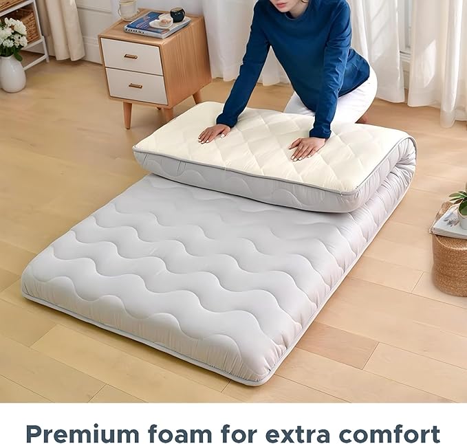 Japanese Floor Mattress, 100% High Density Comfortable Foam, 3.5" Thicken Foldable Mattress Tatami Mat Sleeping Pad, Ideal for Comfort and Support, Kids Floor Lounger Pillow Bed Sofa (Full）