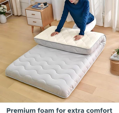 Japanese Floor Mattress, 100% High Density Comfortable Foam, 3.5" Thicken Foldable Mattress Tatami Mat Sleeping Pad, Ideal for Comfort and Support, Kids Floor Lounger Pillow Bed Sofa (Full）